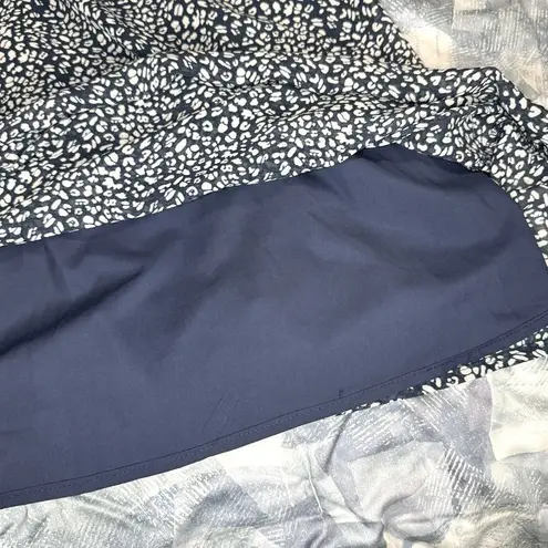 NWT Kojooin Ruffle Mock Neck Long Sleeve Floral Pleated Flowy Mini Dress Sz XXL Blue