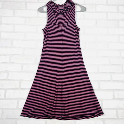 Horny Toad Pink Navy Stripe Sleeveless Cowl Neck A-Line Dress Women's XS