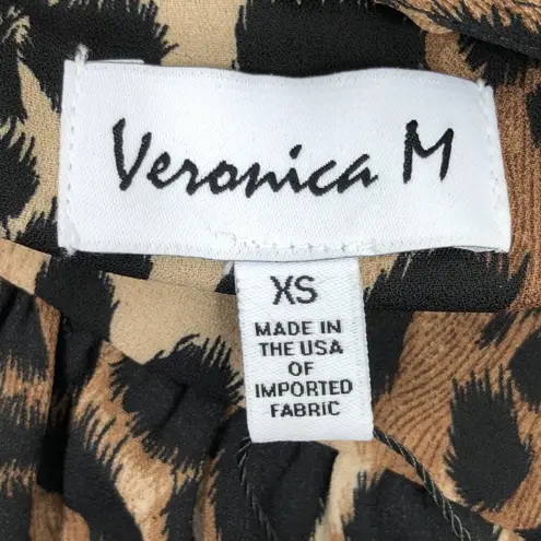 Veronica M NWT Womens Brown Animal Print Smocked Waist A Line Dress Size XS