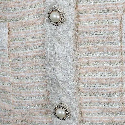 Boston Proper Pink and Cream Tweed Blazer with Shoulder Cutouts Size 4 NWOT