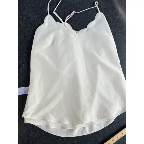 J Crew Womens 4 Scallop Crepe Cami Lined Tank Top Ivory White Adjustable Straps