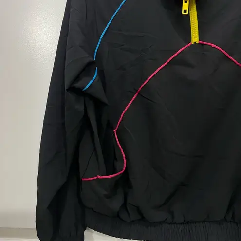 Terez Black Windbreaker Quarter Zip Jacket Size Medium $160