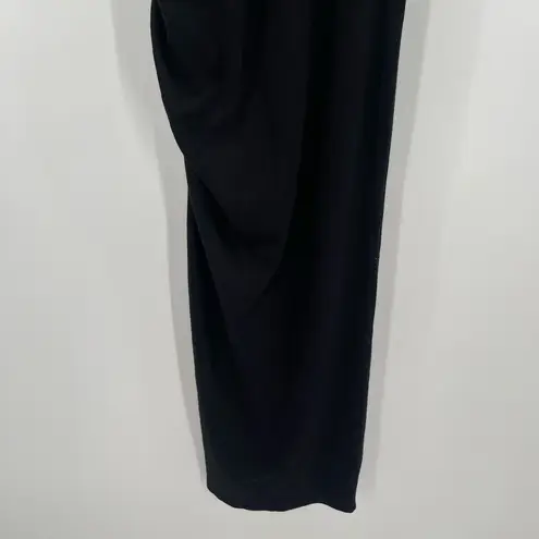 Michael Stars NEW Marine Dress Size Small Black Ribbed Ruched Tie Maxi Bodycon