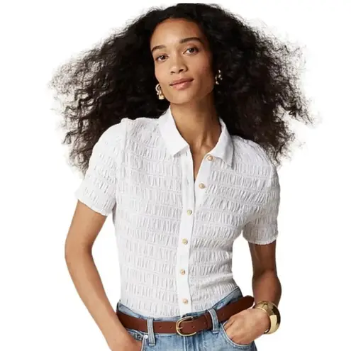 J.Crew  Smocked button-up shirt in cotton-blend voile White Size M NWT