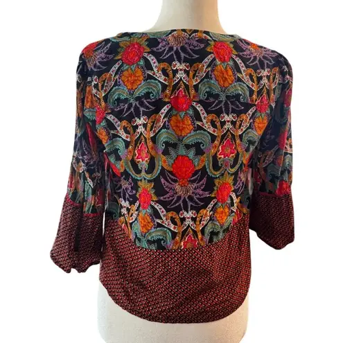 Maeve by Anthropologie Carter Boho Floral Tie-Front Blouse Size 2