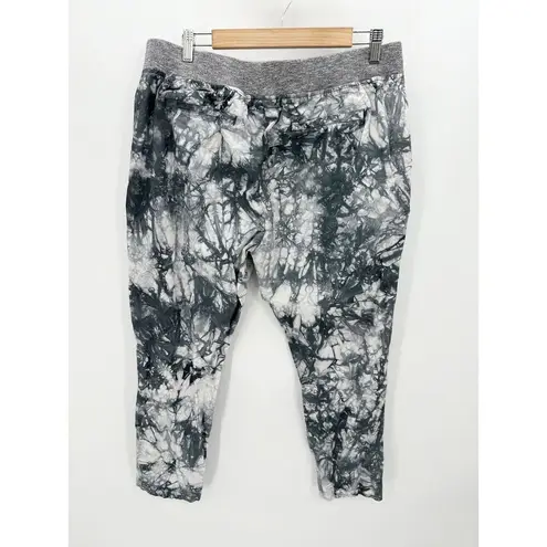 CAbi  Marble Grey White Tie Dye Jogger Style Crop Pants Women's Size X-Large XL