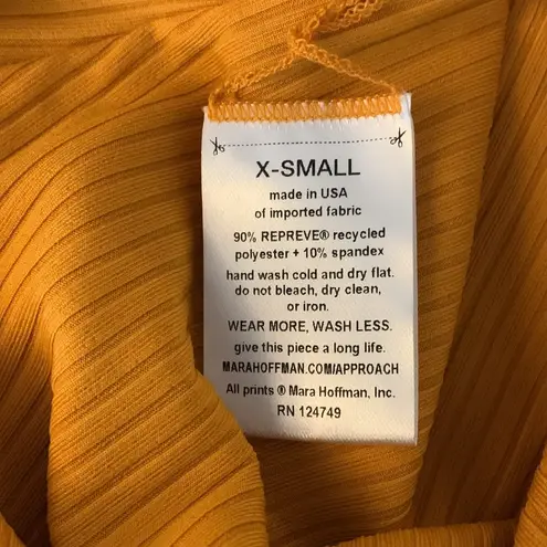 Mara Hoffman New Virginia Ribbed One Piece Swimsuit Mustard Yellow Size XS