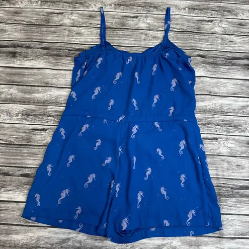 L'Amour Nanette Lepore Women's Seahorse Romper Blue White S SM Small Camisole