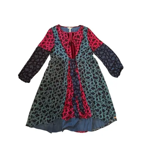 Matilda Jane a Little Party Floral Swiss Dot Velvet Dress Size L Red Green