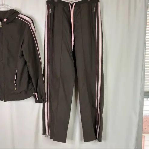 Everlast | Y2K Brown Pink Poly-Cotton Tracksuit Jacket & Pants M/L