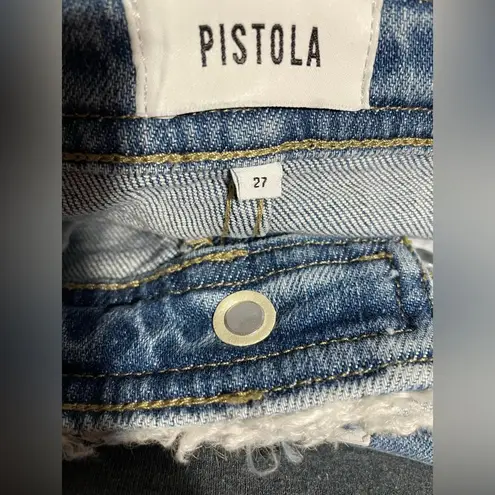 Pistola Flare Leg Jeans Fringed Edges Distressed Blue Size 27 Tall NWT