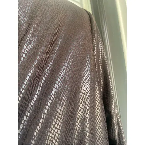 Misook NWT Dark Brown Open Front Snake Print Cardigan S