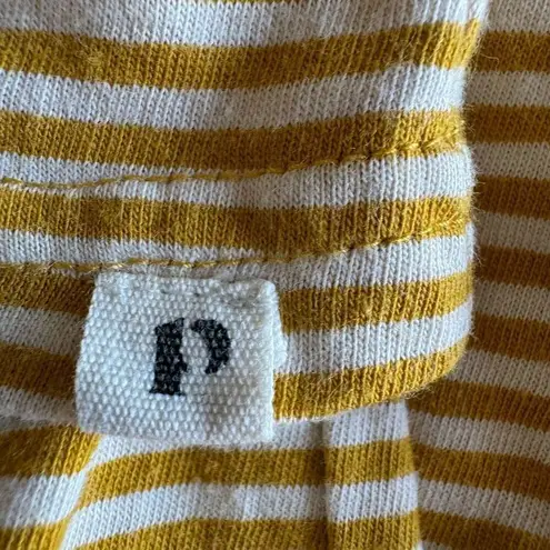 Pact Softspun Striped Crew Neck Organic Cotton Tank Mustard White SZ S #2133 Yellow