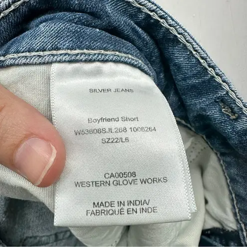 Silver Jeans Boyfriend thick stitch distressed denim jean shorts women's 22 x 6