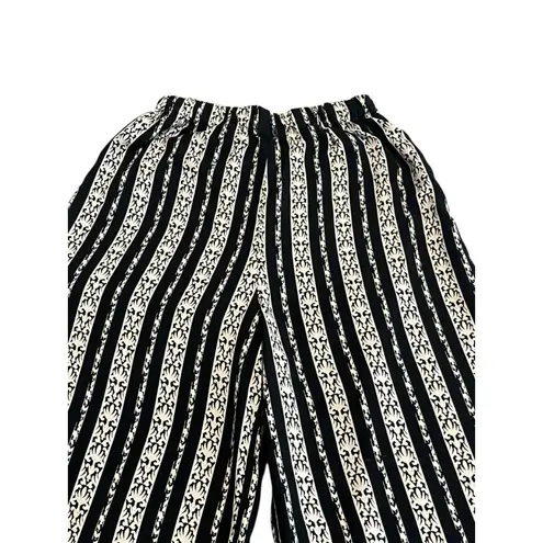 Judy Knapp Angie Pants Womens Size M Beach Cover Up Wide Leg Black White Stripe Size M
