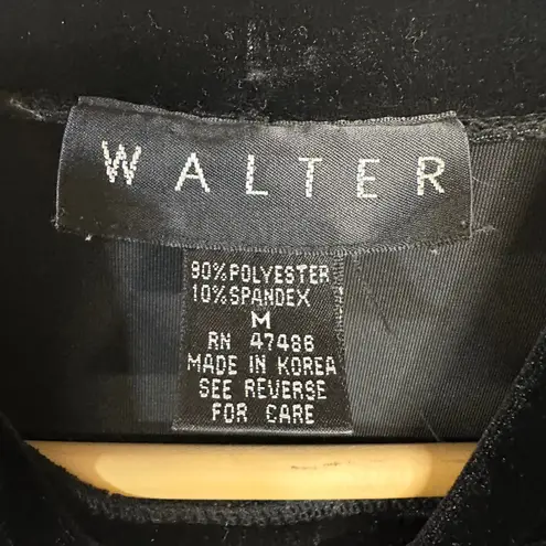 Walter Medium Black Short Sleeve Maxi Dress Velvet Mock Neck Romantic Goth Sexy