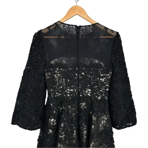 Monique Lhuillier ML Black Bell Swirl Lace Dress size 0 Fit & Flare Cocktail