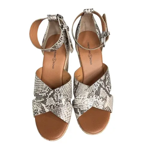 Treasure & Bond Poppy Snake Espadrille Wedge Heels Sandals Size 6M Ankle Strap
