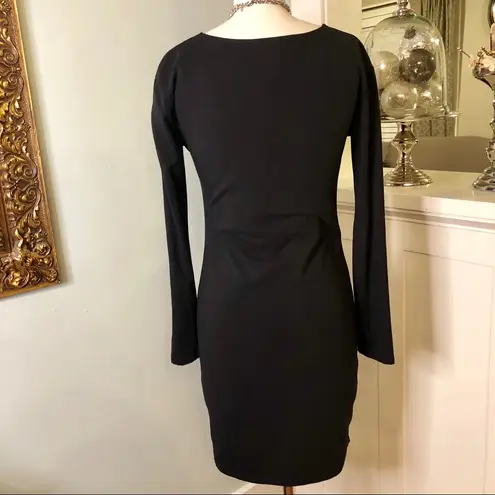 Solid Black Bodycon Sheath Dress Long Sleeve