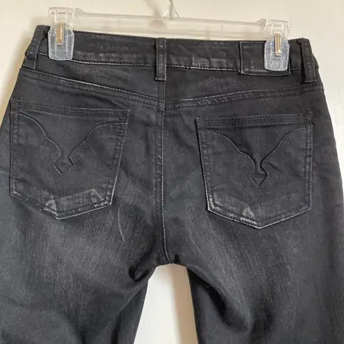 Buffalo David Bitton New Black Distressed Mid Rise Felow Bootcut Jeans #MBG