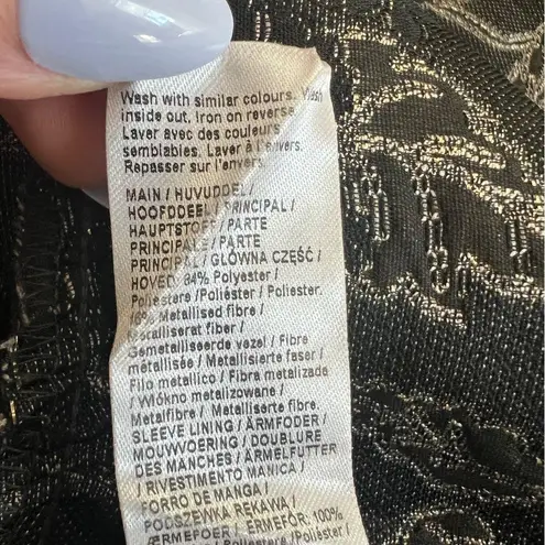 River Island Size 4 US Black & Ivory Puff Sleeve Drop Waist Jacquard Dress NWT