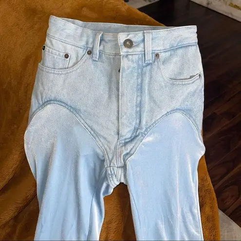 Y/PROJECT Opening Ceremony Stirrup Short Jeans In Ice Blue EUC $790 Size 2