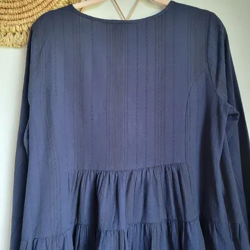 Crown & Ivy, New Navy Blue Embroidered Tassel Peasant Dress Size Large Petite