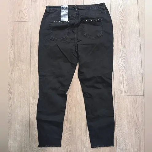 Massini 🆕 PLUS 14 1X Black Studs Ripped Knees Skinny High Rise Jeans NEW NWT
