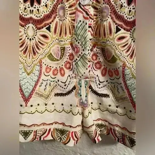 NWT Stile_Perlei linen/cotton blend, cream paisley patterned romper; size S