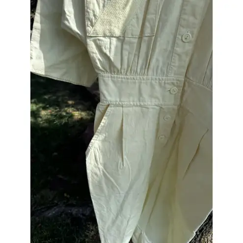 VTG 1950 Style Pastel Yellow Cotton Midi Day Dress Sz7 Tight Waist USA Bat Sleev Size 6