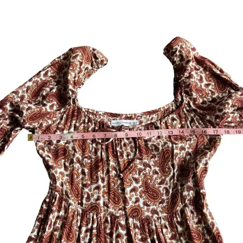Faithfull the Brand Faithful The Brand Naline Mini Dress in Burgundy Sable Paisley- size 6