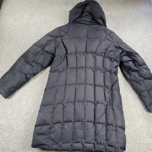 Eddie Bauer  Womens Long Puffer Jacket M Black Premium Goose Down Quilted Hooded