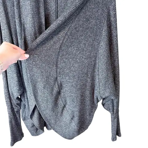 Maeve Anthropologie Cardigan Sweater Ingrid Cocoon Grey Black Ribbed Knit Medium