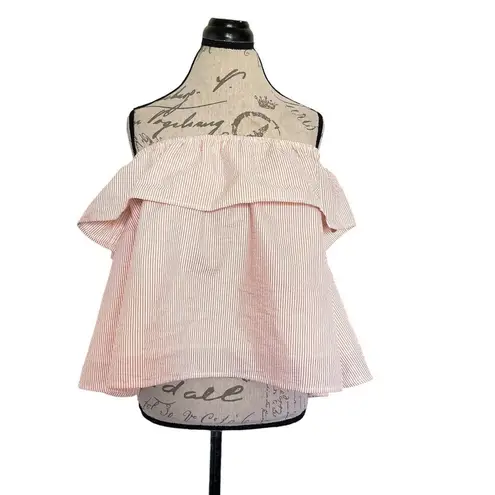 Collegiate Outfitters Womenz Sz XS Game Day Blouse Off Shoulder Striped Open Back Tied