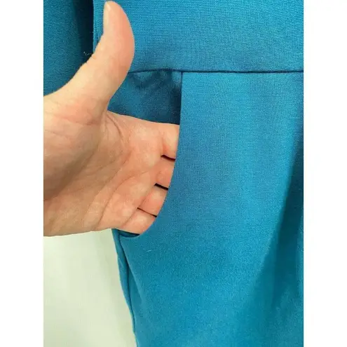 The Vanity Room Knee Length Dress Womens Large Slate Blue 3/4 Sleeve Pockets NEW