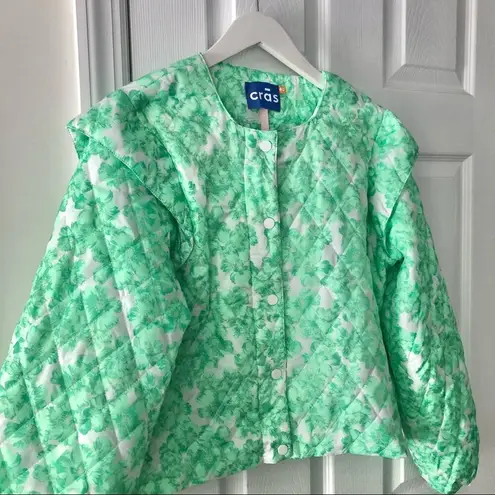 Cras Green White Quintacras Minty Quilted Bold Shoulder Jacket NWT 40 Green Wht Size undefined