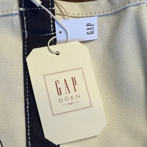 NWT Gap X DOEN Logo Tote Bag Smooth Cotton Canvas With Straps Blue