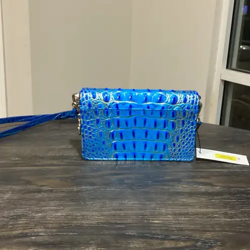 Brahmin Minuette Electric Indigo Blue Croc Embossed LeatherCrossbody