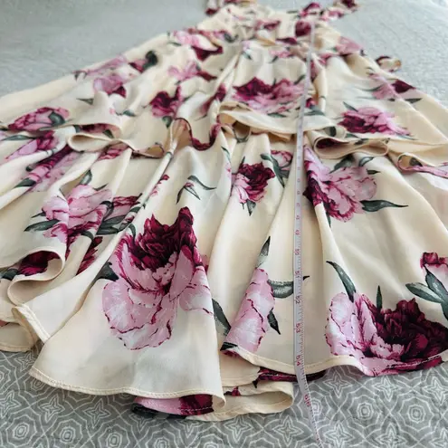 Lulu’s French Countryside Blush Floral Print High Low Hem Midi Dress Size S Purple