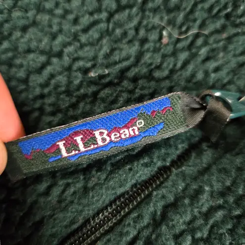 90s Vintage LL Bean Green Full Zip USA Made Pile Fleece Sherpa Jacket Size Small