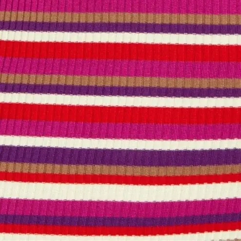 Lisa Says Gah  Hibiscus Stripe Ribbed Long-Sleeve Turtleneck Midi Dress Size XS/S