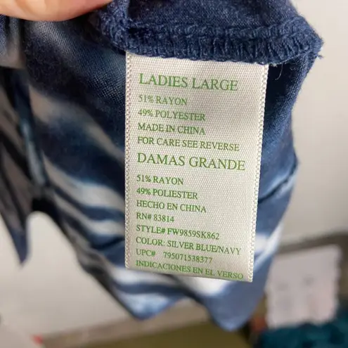 Green Tea Size Large Blue White Tie Dye High Low Tee Soft Casual Oversized Boho