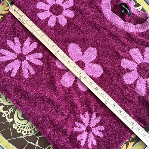 SOCIAL SCENE CHENILLE FLOWER SWEATER Sz: M Pink Size M