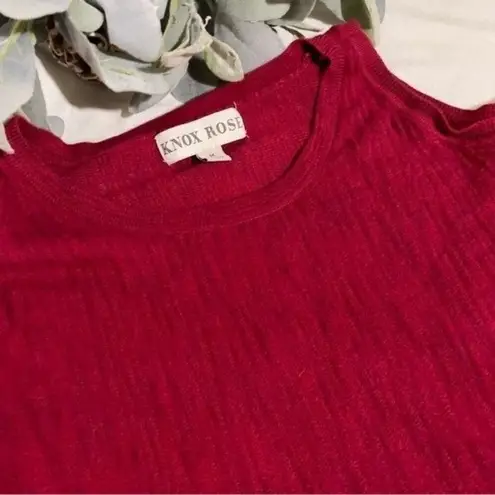 Knox Rose  Shirt Women's Size Medium Cold Shoulder Knit Long Red Heathered