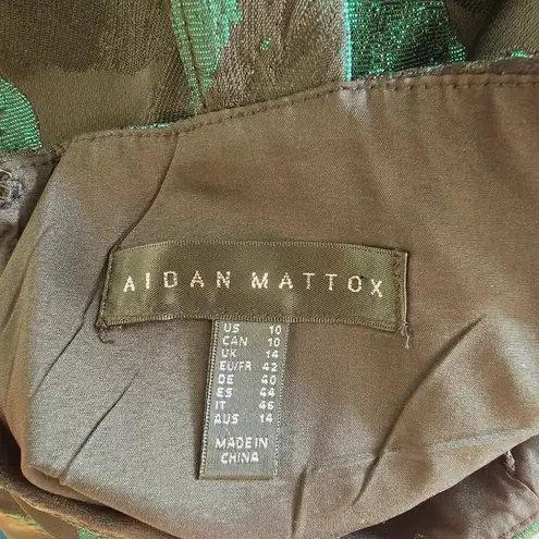 Aidan Mattox New Metallic Jacquard One-Shoulder Gown Emerald Green Women Size 10