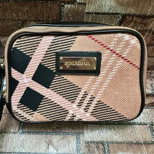 Spartina 449 Pink and Black Crossbody Bag with Geometric Design