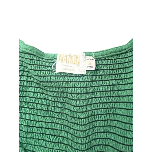 Nation Ltd Jacie Dress Fern Green Smocked Tiered Flutter Sleeve Midi Size S