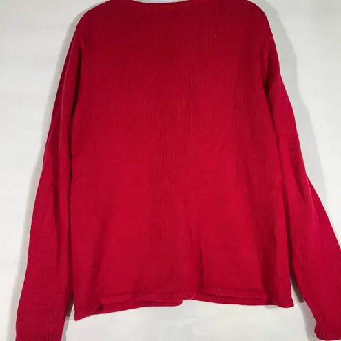 Classic Elements FESTIVE CHRISTMAS ARGYLE CARDIGAN SWEATER SANTA L RED PREOWNED