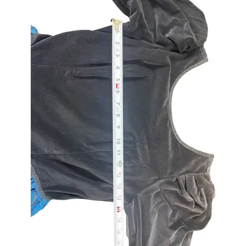 Misty Lane 80s Velvet Floral Dress 7/8 Black Blue Union Made Cosplay Renaissance Size undefined