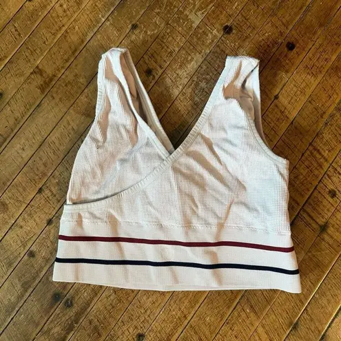 Zyia active blossom striped crossover waffle blush pink bra